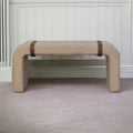 Boucle Leather Strap Upholstered Bench