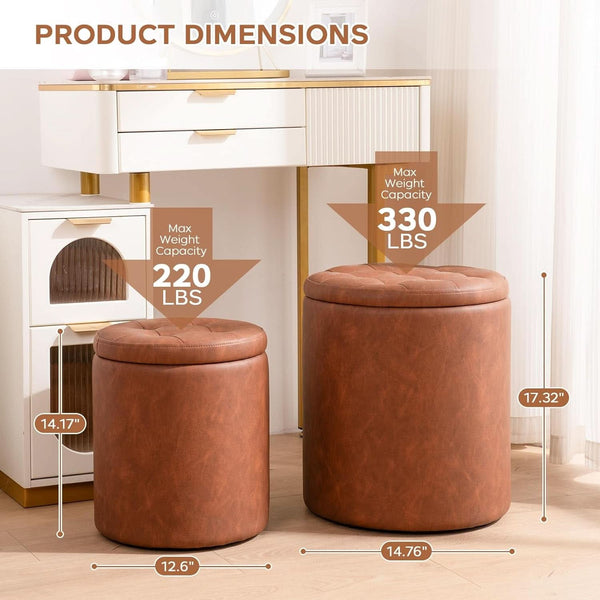 Tufted Faux Leather Storage Ottoman – ottoman (view 5) | Roost & Roam