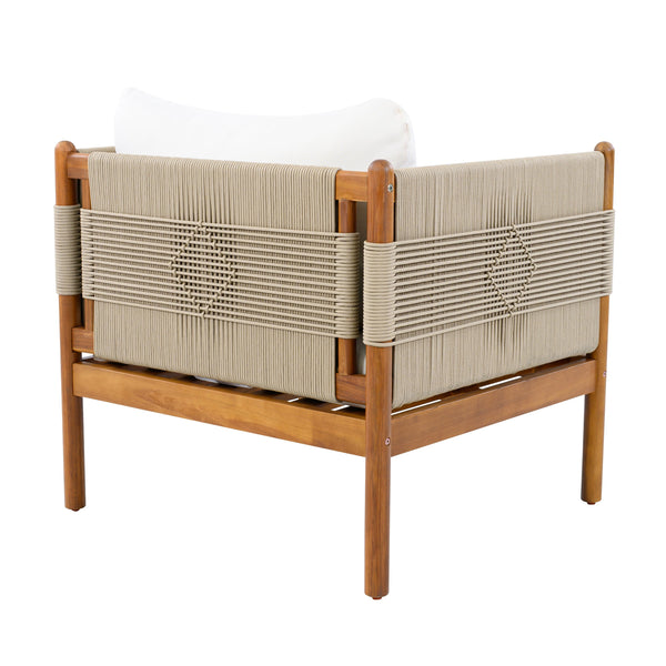 Acacia Wood Diamond Rope Club Chair — scale reference and proportion detail
