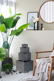 Cement Four-Tier Block Outdoor Fountain