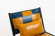 Patchwork Leather Sling Accent Chair — back and side profile detail
