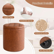 Tufted Faux Leather Storage Ottoman – ottoman (view 3) | Roost & Roam