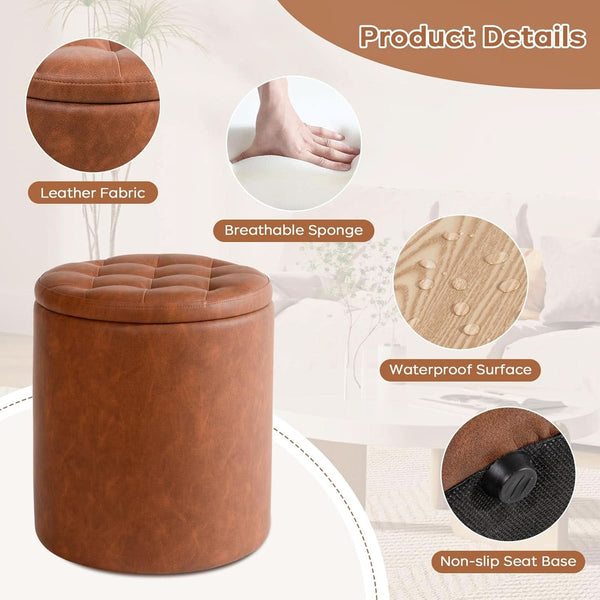 Tufted Faux Leather Storage Ottoman – ottoman (view 3) | Roost & Roam