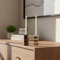 Striped Marble Acacia Taper Candleholder