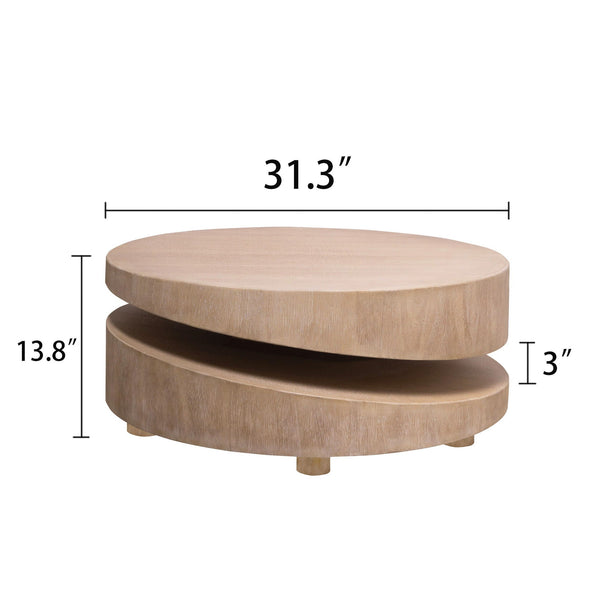 Round Rustic Natural Wood Coffee Table