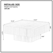 Reeded Wood-Grain Drum Coffee Table Set