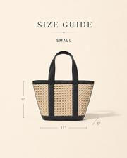 Leather Trim Cane Weave Carryall Bag