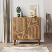 Groove-Front Wood-Grain Buffet Cabinet