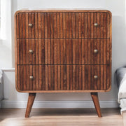 Ridged Mango Wood Three-Drawer Chest
