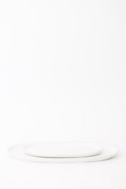 Matte White Oval Lipped Serving Plate Set