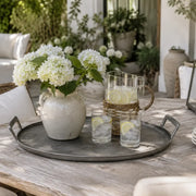 Round Pewter Aluminum Serving Tray