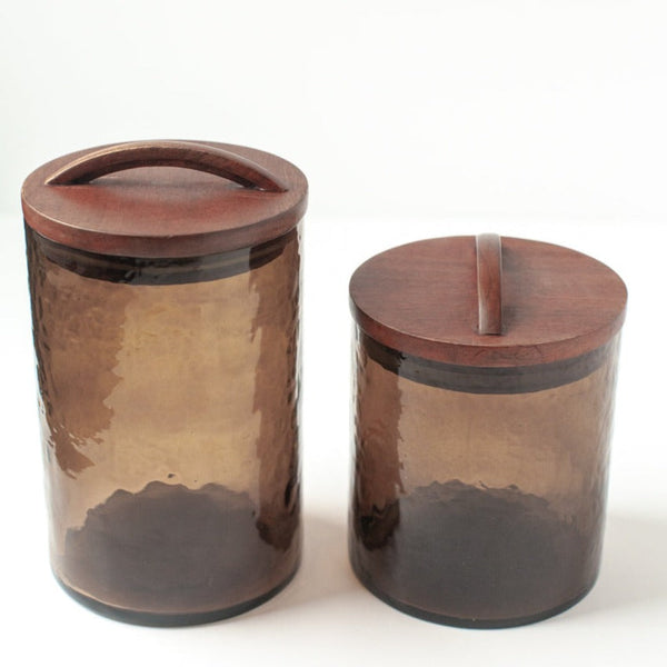 Smoke Glass Lidded Canister
