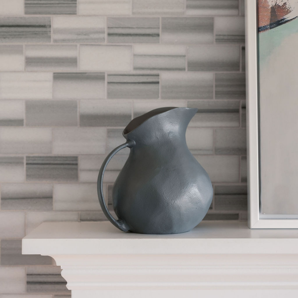 Matte Grey Aluminum Handled Vase