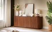 Reeded Walnut-Finish Sideboard Cabinet 64in