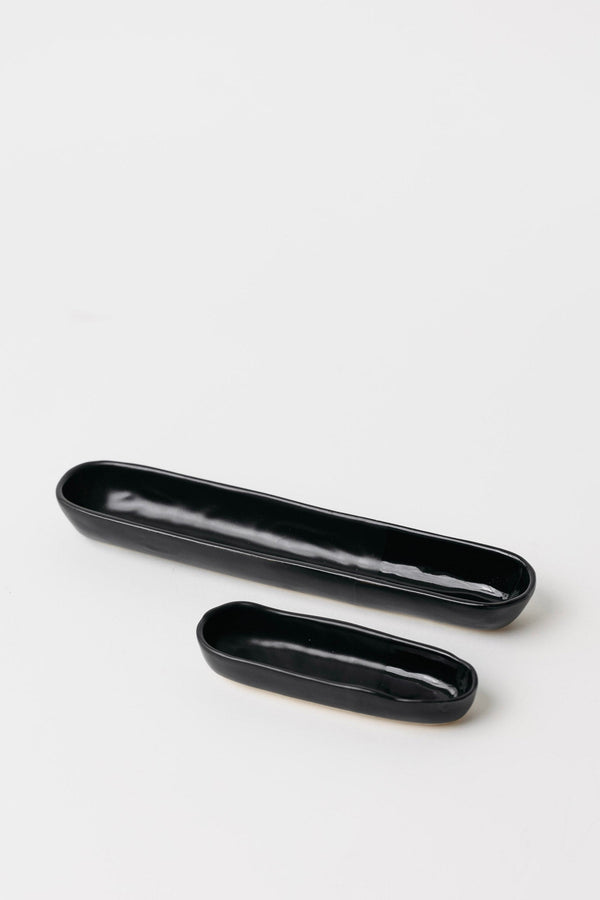 Glossy Black Ceramic Olive Bowl Set