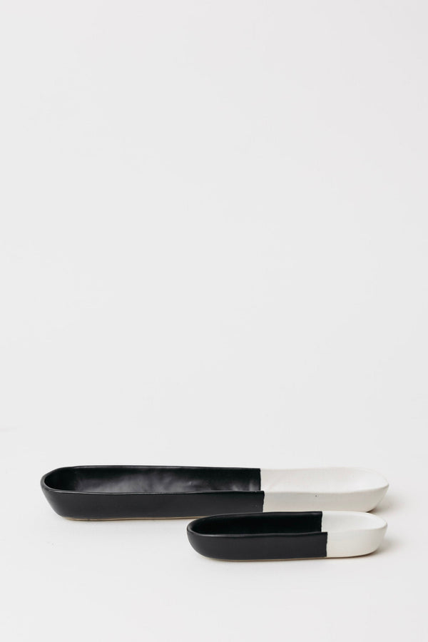 Two-Tone Ceramic Oval Serving Bowl Set