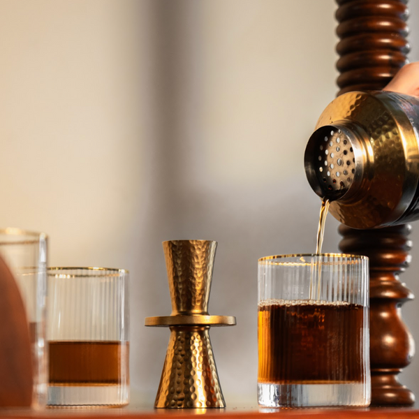 Hammered Brass-Finish Double Jigger