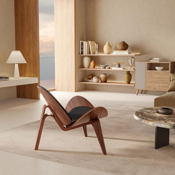 Vegan Leather Shell Lounge Chair — scale reference and proportion detail