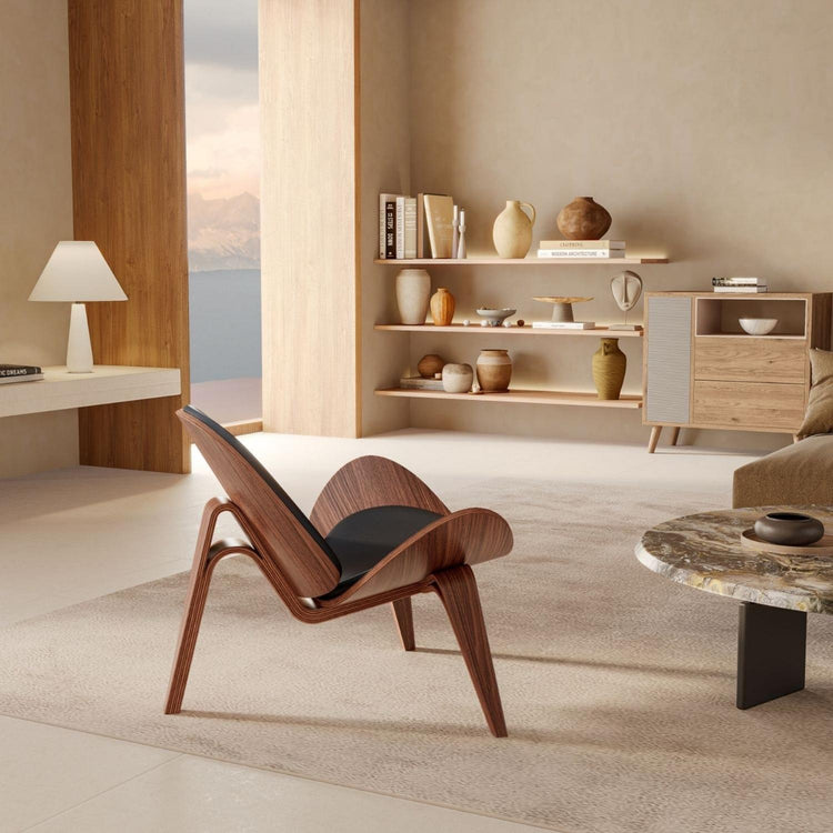 Vegan Leather Shell Lounge Chair — scale reference and proportion detail
