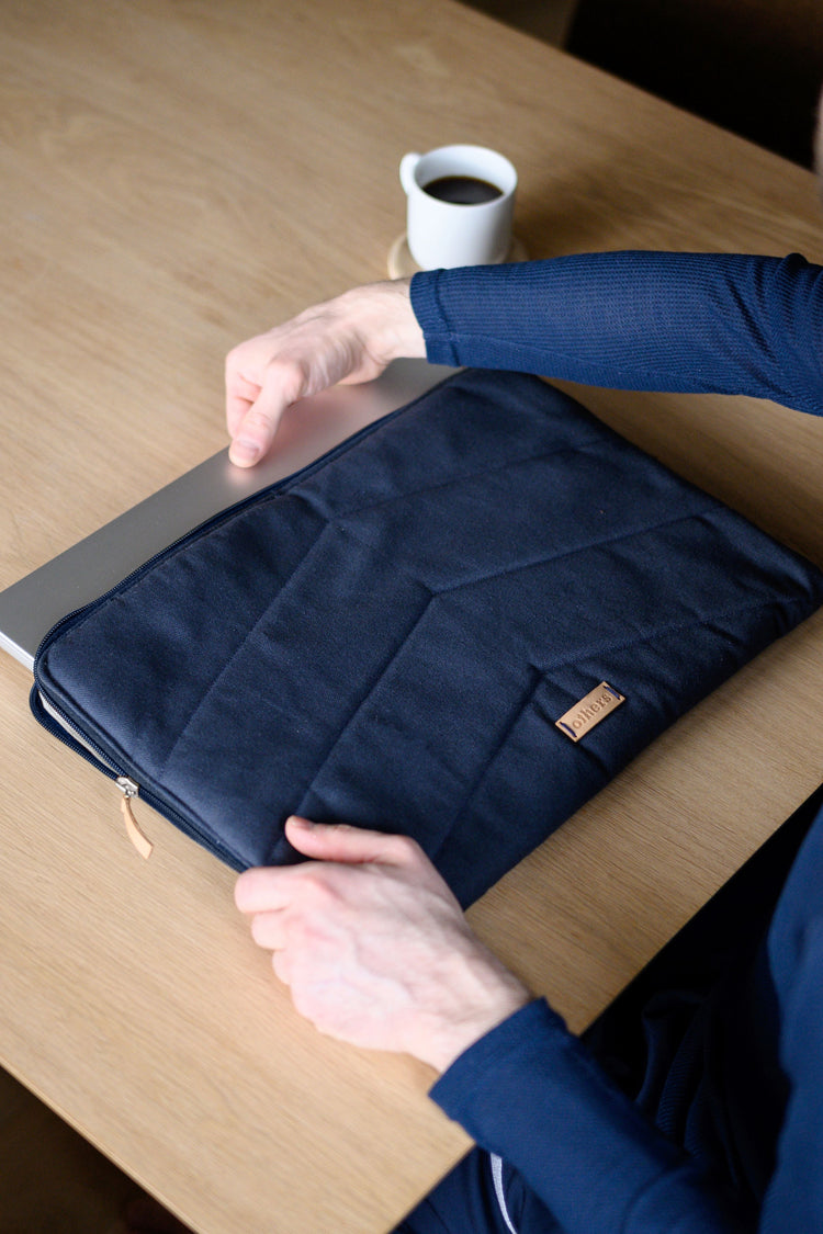 Chevron Quilted Cotton Laptop Sleeve