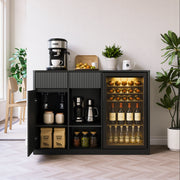 Fluted Bar Cabinet with Fridge Compartment