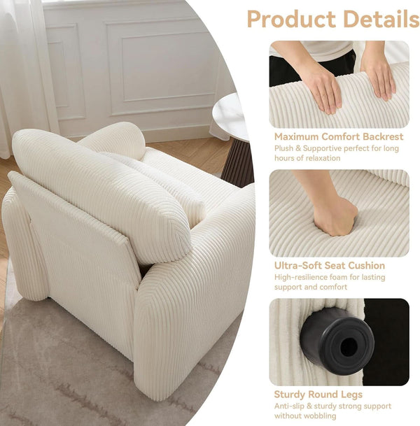 Ribbed Corduroy Upholstered Accent Chair – chair (view 5) | Roost & Roam
