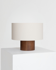 Drum Shade Wood-Base Table Lamp