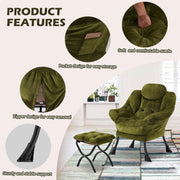 Tufted Velvet Lounge Chair with Ottoman