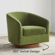 Forest Green Velvet Swivel Barrel Armchair