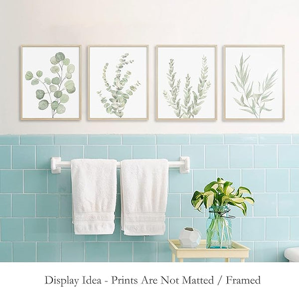 Watercolor Eucalyptus Canvas Print Set — scale reference and proportion detail