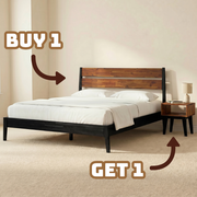 [Buy 1 Get 1] Callisto Solid Wood Bed Frame and Nightstand