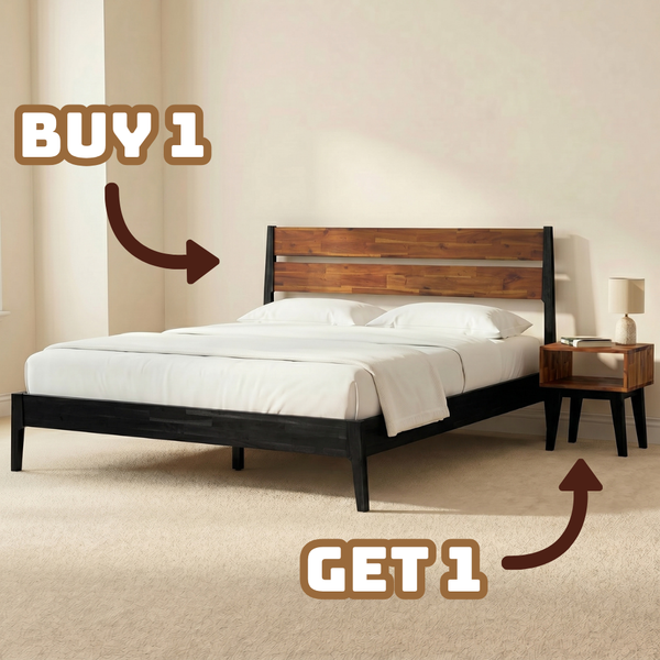 Callisto Solid Wood Bed Frame and Nightstand