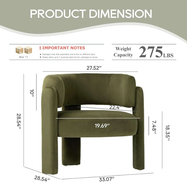 Olive Velvet Barrel Accent Chair Set