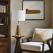 Cone Base Brass and Wood Table Lamp