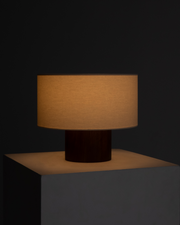 Drum Shade Wood-Base Table Lamp