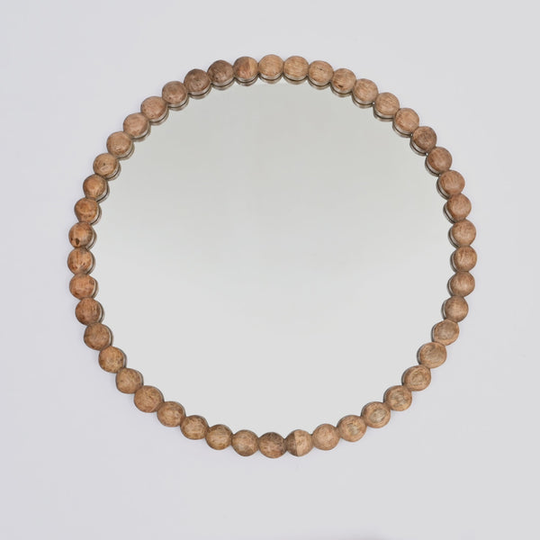 Wood Bead Round Wall Mirror