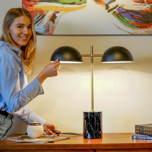 Nova Black & Gold Marble Table Lamp