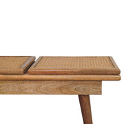 Tri-Panel Cane Top Wood Bench