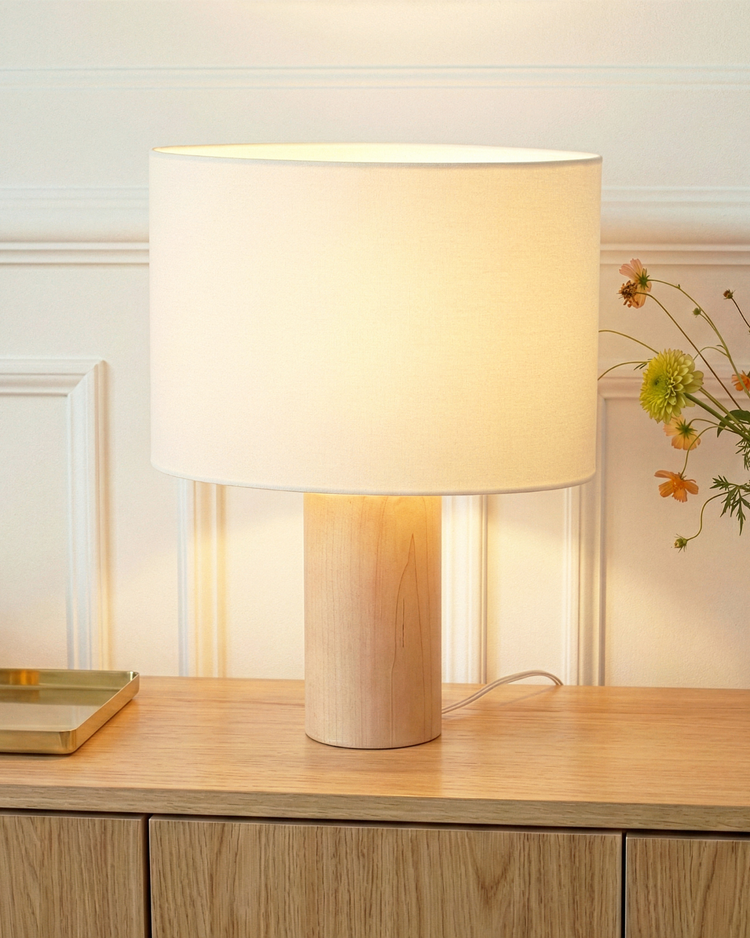 Poplar Cylinder Oval Shade Table Lamp