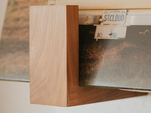 Hardwood Floating Record Display Shelf