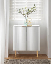 Fluted Matte White Sideboard Cabinet Set