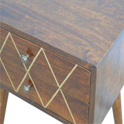 Brass Inlay Mango Wood Nightstand