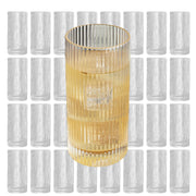 Ribbed Clear Glass Highball Tumblers