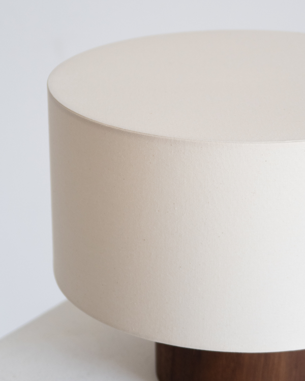 Drum Shade Wood-Base Table Lamp