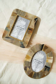 Horn Inlay Oval Picture Frame