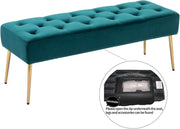 Tufted Velvet Ottoman Bench Gold Legs