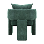 Chenille Three-Leg Accent Chair — back and side profile detail