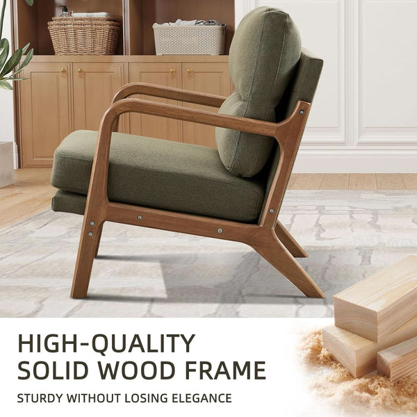 Mid-Century Linen Upholstered Accent Chair