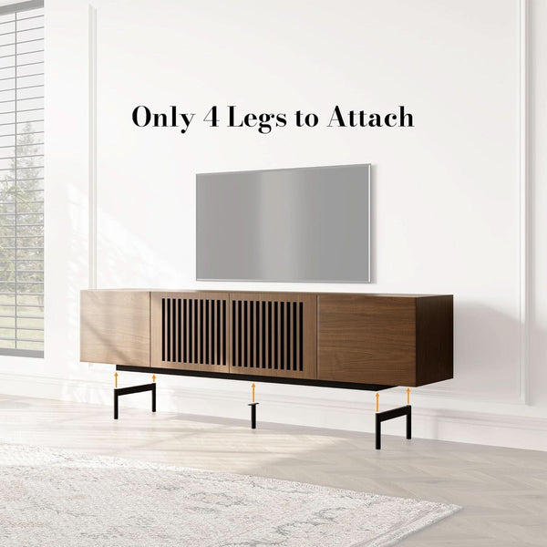 Walnut Veneer Slatted TV Stand 78-Inch