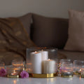 Ribbed Glass Gold-Base Vase